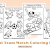 Animal Team Match Coloring Pages for Kids
