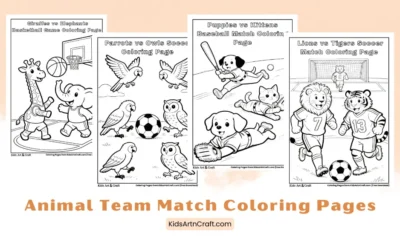 Animal Team Match Coloring Pages for Kids