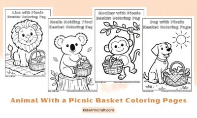 Animal With A Picnic Basket Coloring Pages for Kids