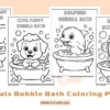 Animals Bubble Bath Coloring Pages for Kids
