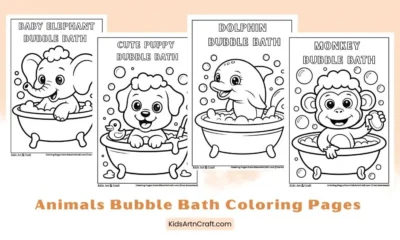 Animals Bubble Bath Coloring Pages for Kids