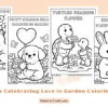 Animals Celebrating Love in the Garden Coloring Pages for Kids