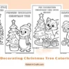 Animals Decorating Christmas Tree Coloring Pages for Kids