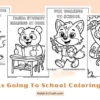 Animals Going to School Coloring Pages for Kids