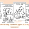 Animals Painting Easter Eggs Coloring Pages for Kids