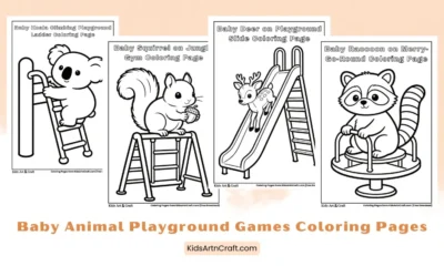 Baby Animal Playground Games Coloring Pages for Kids