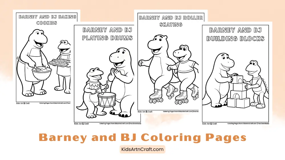 Free Printable Barney and BJ Coloring Pages for Kids