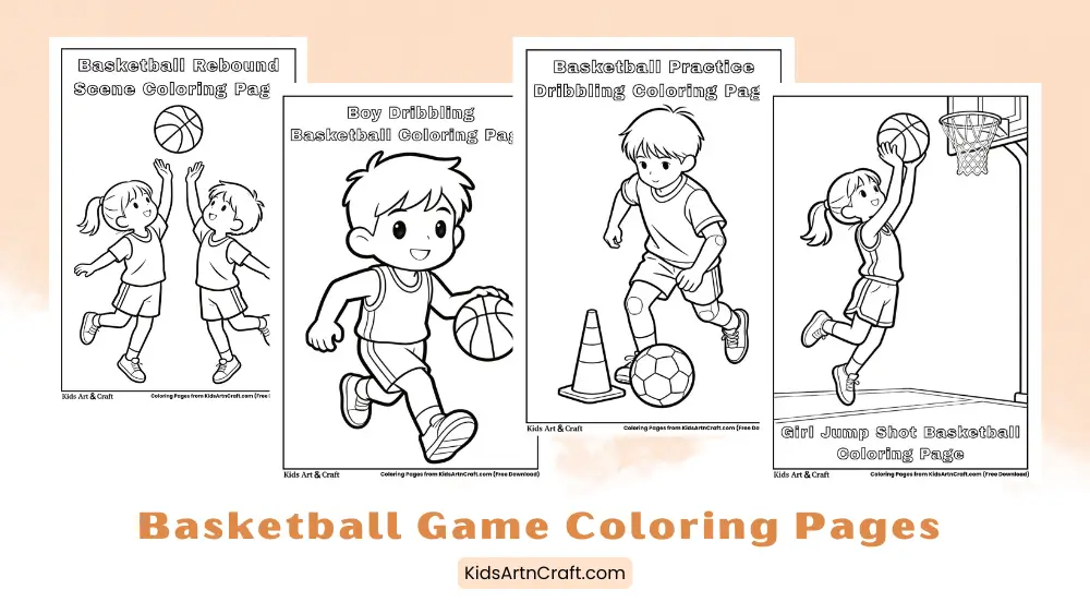 Fun Basketball Game Coloring Pages for Kids
