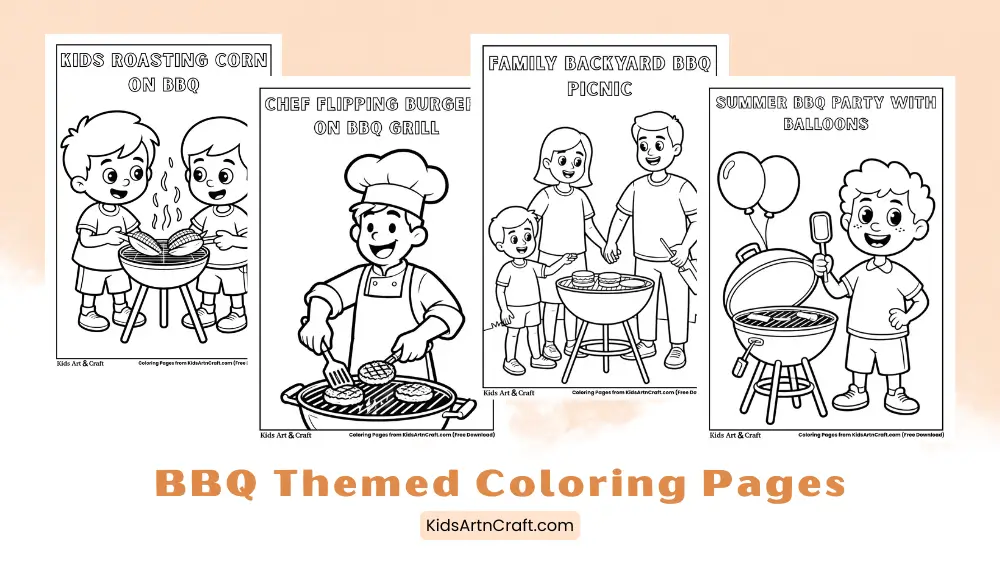 BBQ Themed Coloring Pages for Kids