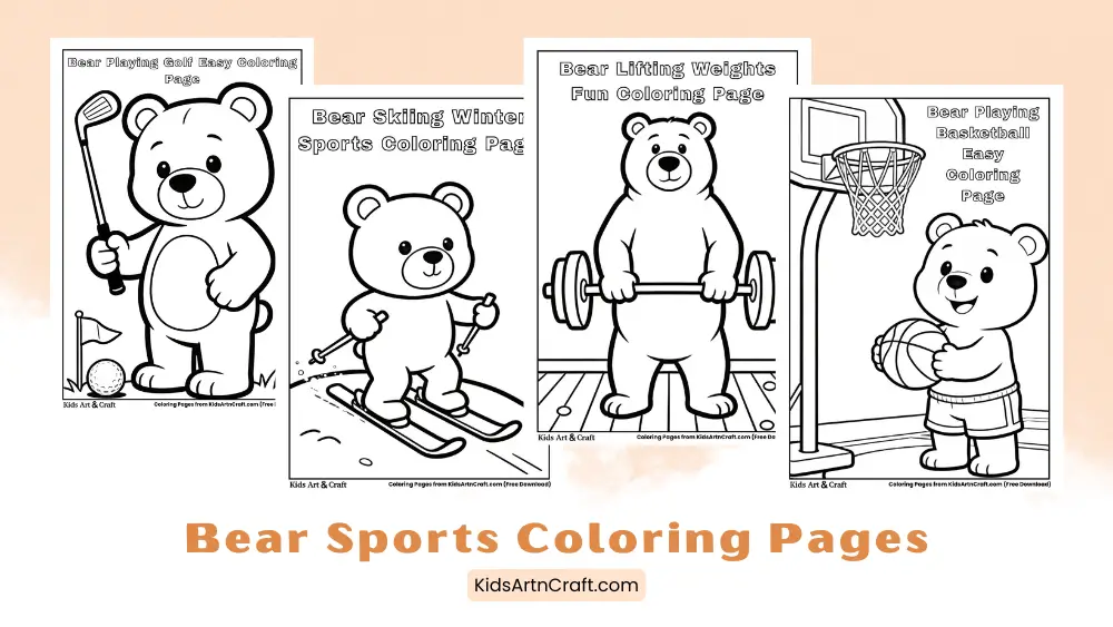 Bear Sports Coloring Pages for Kids