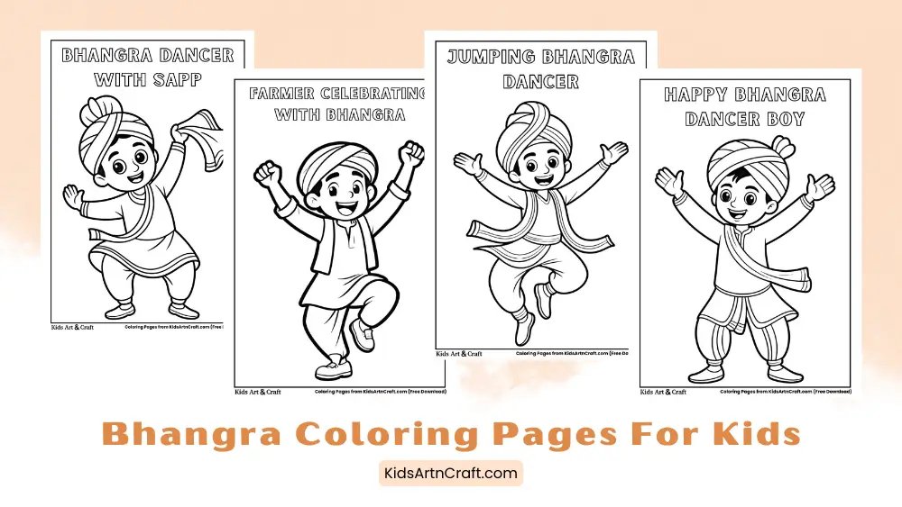 Punjabi Bhangra Coloring Pages for Kids