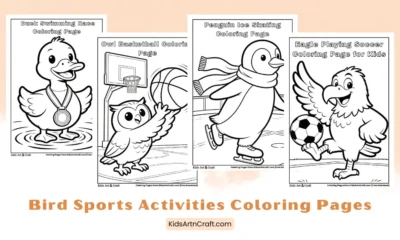 Bird Sports Activities Coloring Pages for Kids