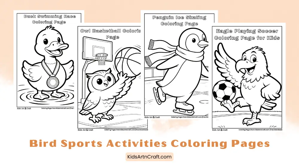 Bird Sports Activities Coloring Pages for Kids