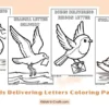 Birds Delivering Letters Coloring Pages for Kids