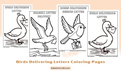 Birds Delivering Letters Coloring Pages for Kids