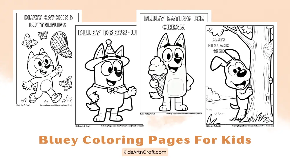Easy Bluey Coloring Pages for Kids