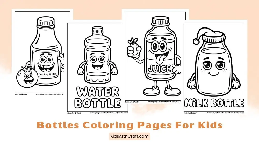 Different Types Of Bottles Coloring Pages for Kids