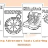 Camping Adventure Tools Coloring Pages for Kids