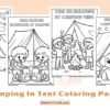 Camping In Tent Coloring Pages for Kids