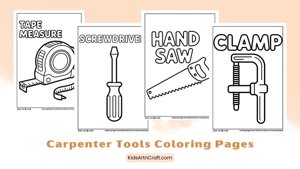 Simple Carpenter Tools Coloring Pages for Kids