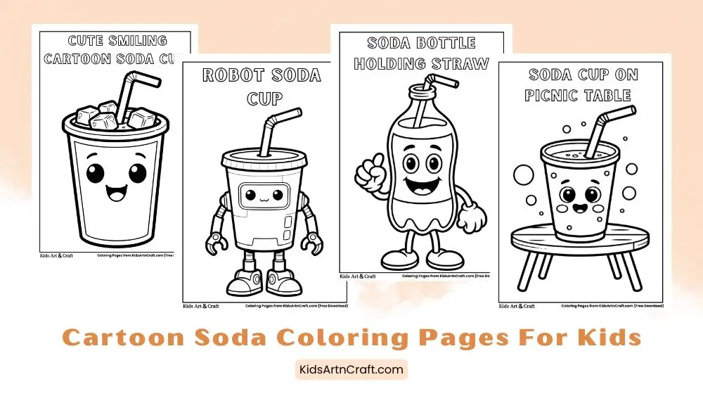 Cartoon Soda Coloring Pages for Kids