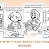 Cartoon With Picnic Basket Coloring Pages for Kids