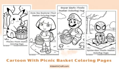 Cartoon With Picnic Basket Coloring Pages for Kids