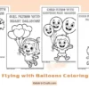 Child Flying with Balloons Coloring Pages for Kids