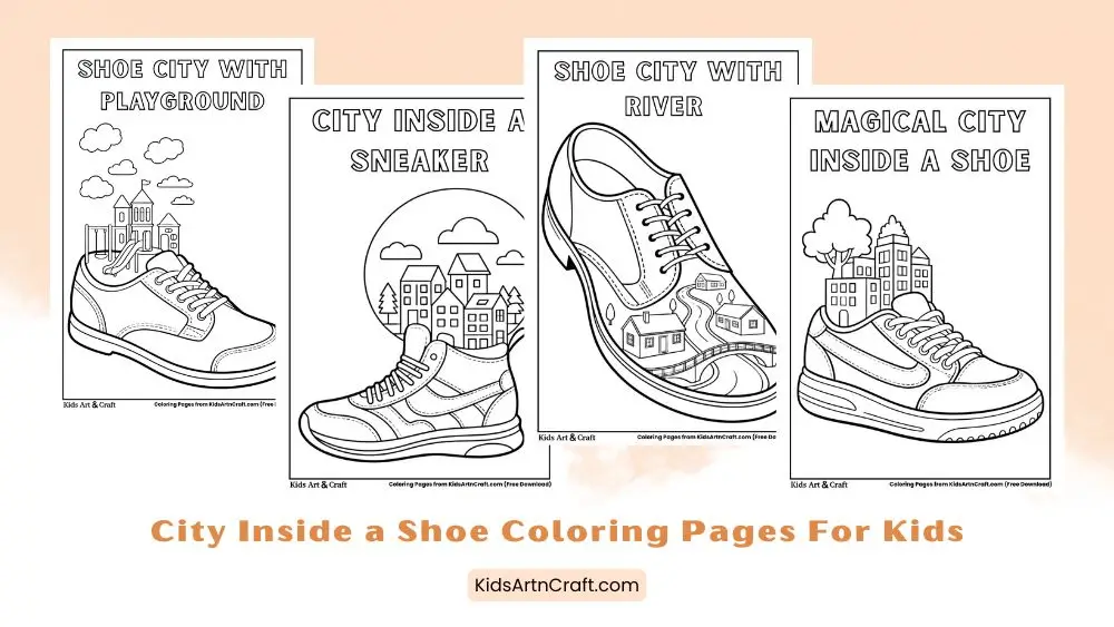 City Inside a Shoe Coloring Pages for Kids