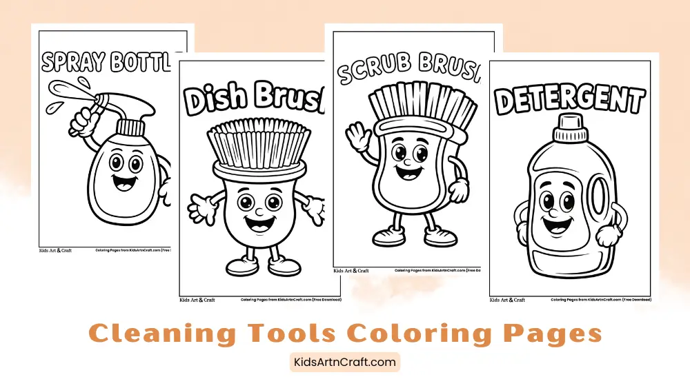 Cleaning Tools Coloring Pages For Kids