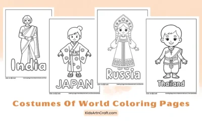 Cultural Costumes of the World Coloring Pages for Kids