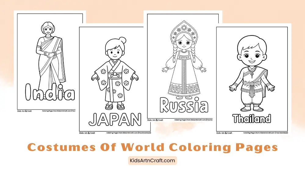 Cultural Costumes of the World Coloring Pages for Kids