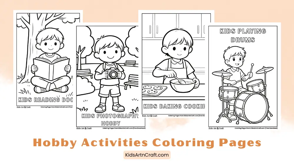 Creative Hobby Activities Coloring Pages for Kids