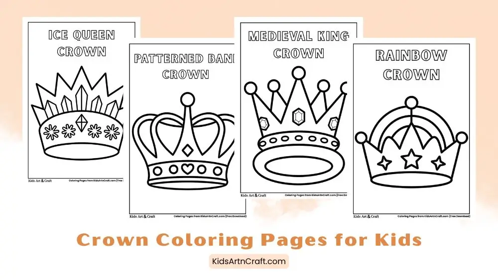 Cute Crown Coloring Pages for Kids