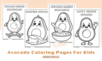 Cute Avocado Coloring Pages for Kids