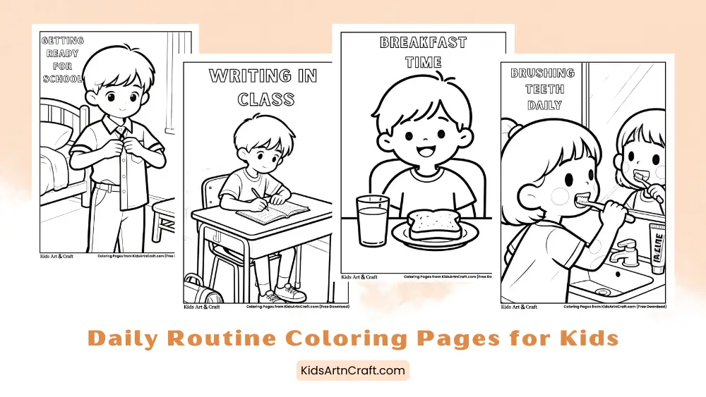 Daily Routine Coloring Pages for Kids