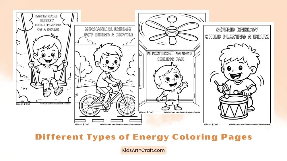 Different Types of Energy Coloring Pages for Kids