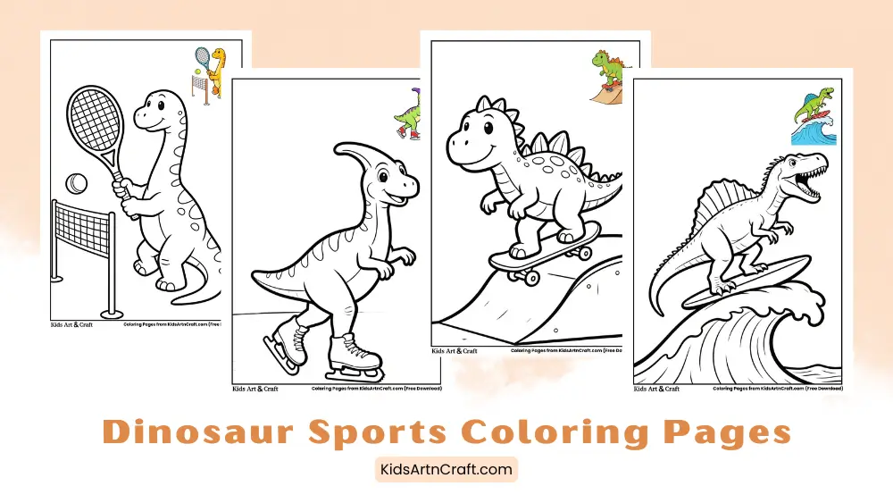 Dinosaur Sports Coloring Pages for Kids