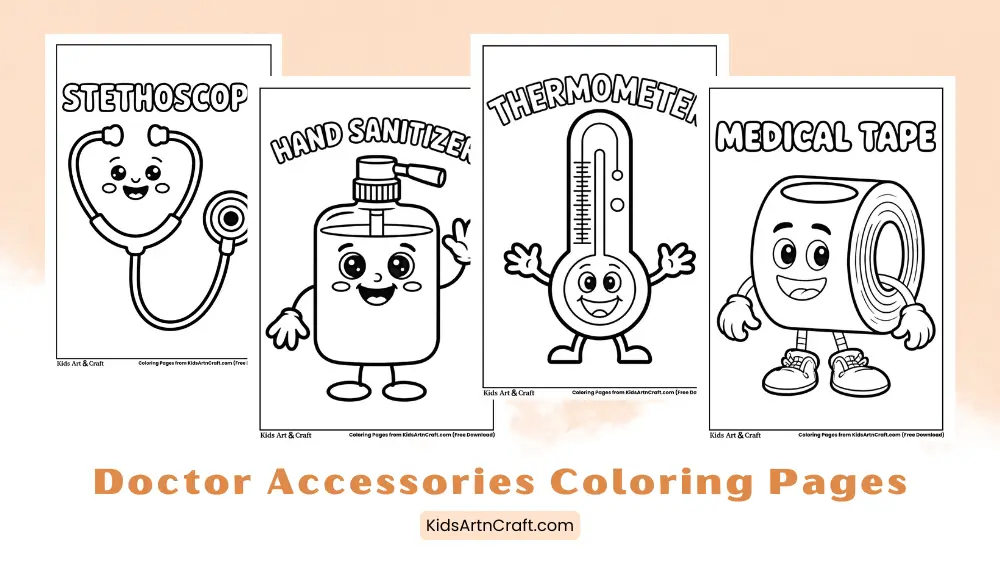 Educational Doctor Equipment Coloring Pages for Kids
