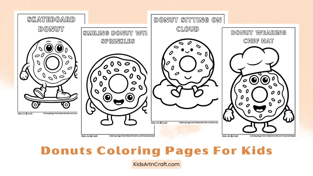 Sweet Donut Coloring Sheets for Kids to Print