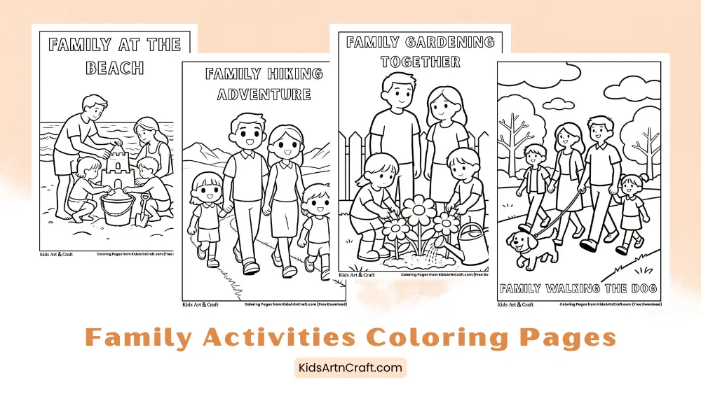 Family Activities Coloring Pages for Kids