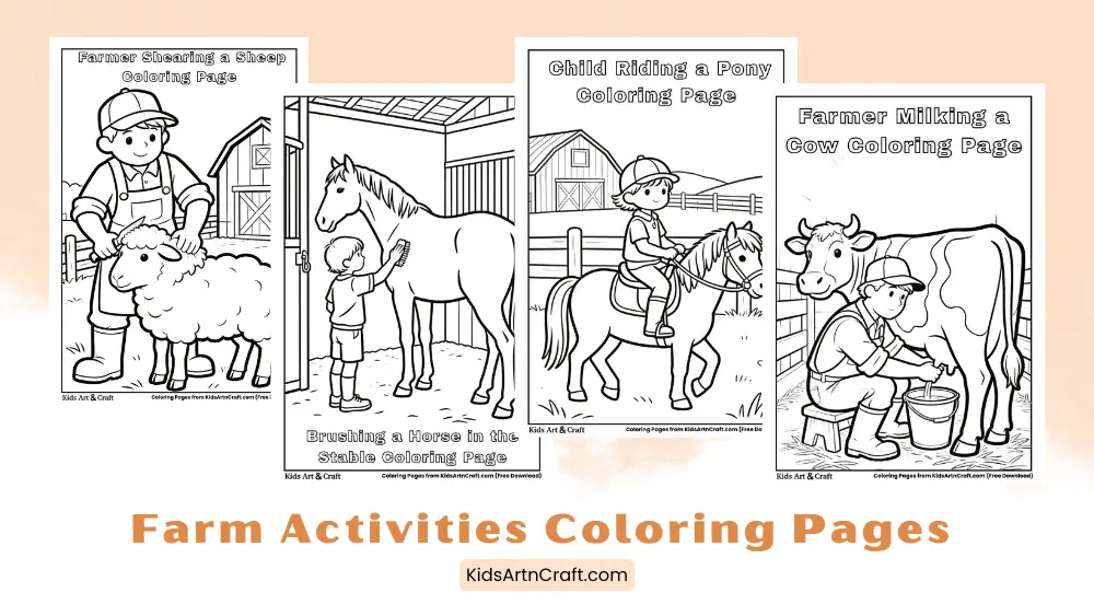 Farm Activities Coloring Pages for Kids