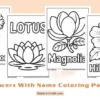 Cute Flowers With Name Coloring Pages for Kids