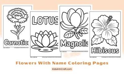 Cute Flowers With Name Coloring Pages for Kids