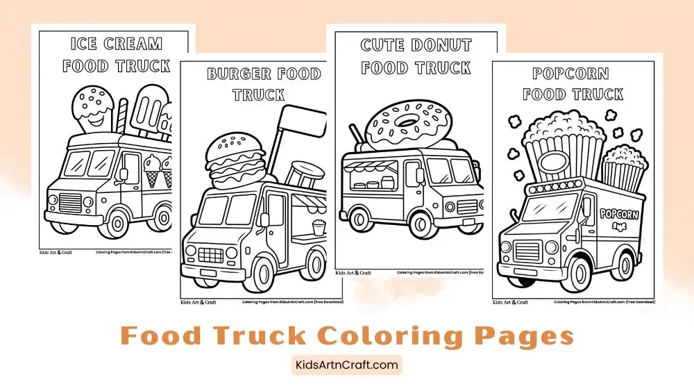 Printable Food Truck Coloring Pages for Kids