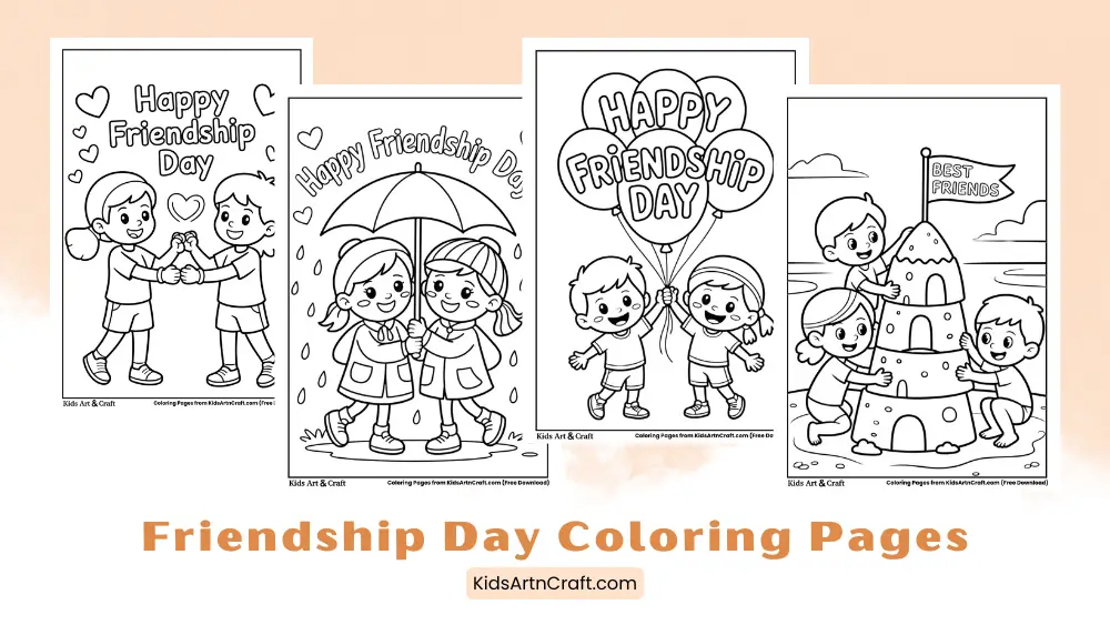 Free Friendship Day Coloring Pages for Kids Printable
