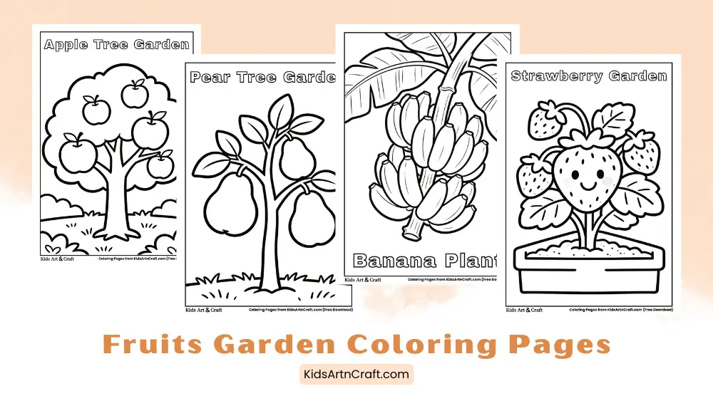 Fruits Garden Coloring Pages for Kids