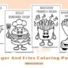 Funny Burger and Fries Coloring Pages For Kids