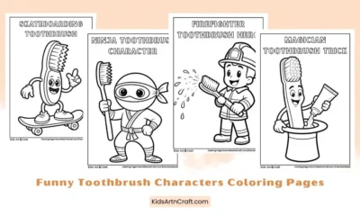 Funny Toothbrush Characters Coloring Pages for Kids