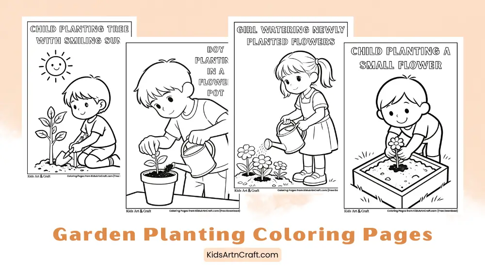 Garden Planting Coloring Pages for Kids